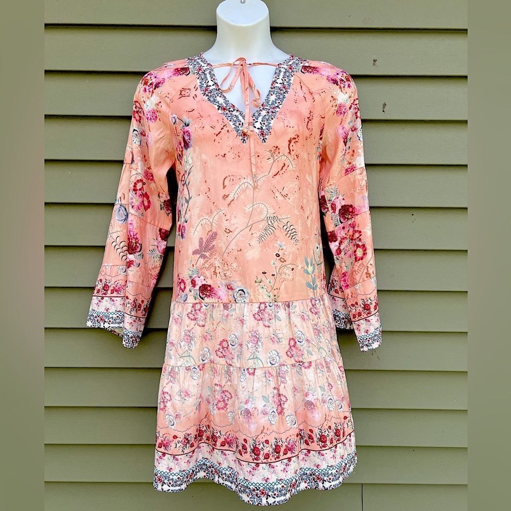 *** NWT Tendency Boho Long Sleeve Floral Drop Waist Dress Medium (N)